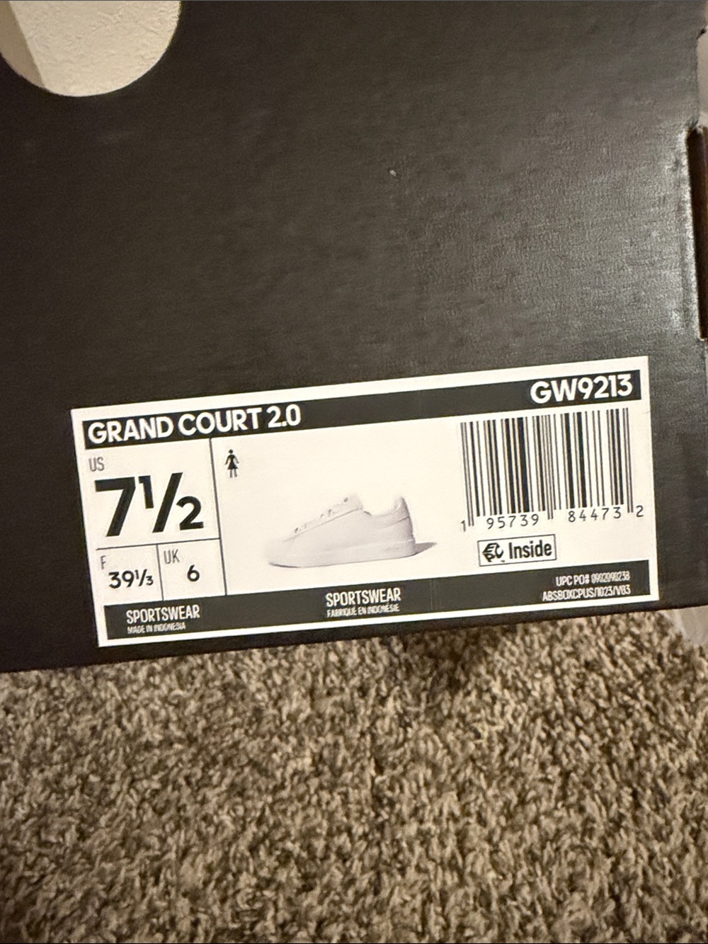 adidas Grand Court 2.0 White cloud foam Women's Sneakers (7½ US) - Picture 2 of 9